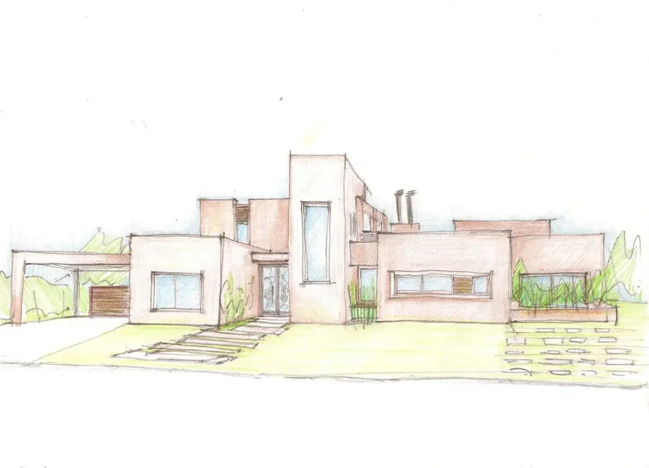 Croquis a mano de una vivienda, realizado por ARQUIMSC